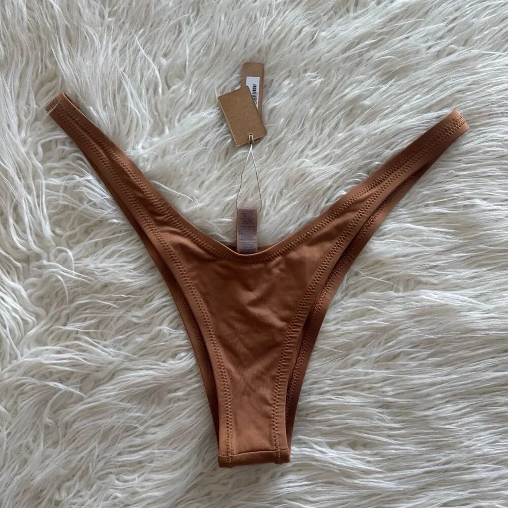 Skims Swim Micro Tanga Bikini Bottom Almond Size XL